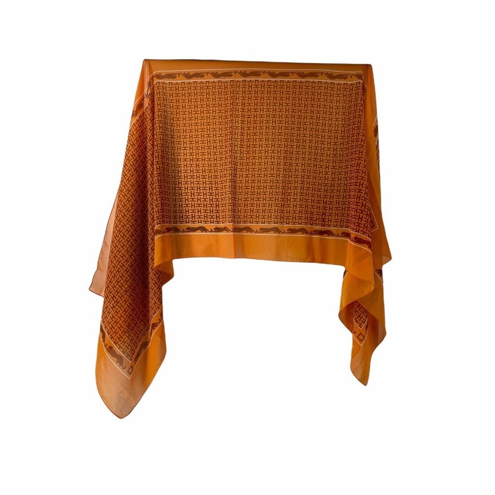 Effy Hemation Orange H Scarf Silky Wrap Accessory Rectangle 20 x 61 Inch Jaguar